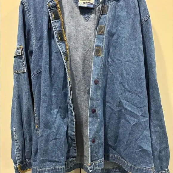 RARE Vintage Oversized Wrangler Denim Hoodie Jacket 90s Macau 100% Cotton L - Picture 8 of 11